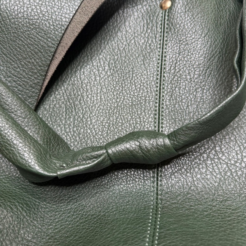 ANTHROPOLOGIE The Love Knot Sloucy Hobo Bag Forest Green Pebbled Knotted Strap - Picture 7 of 10